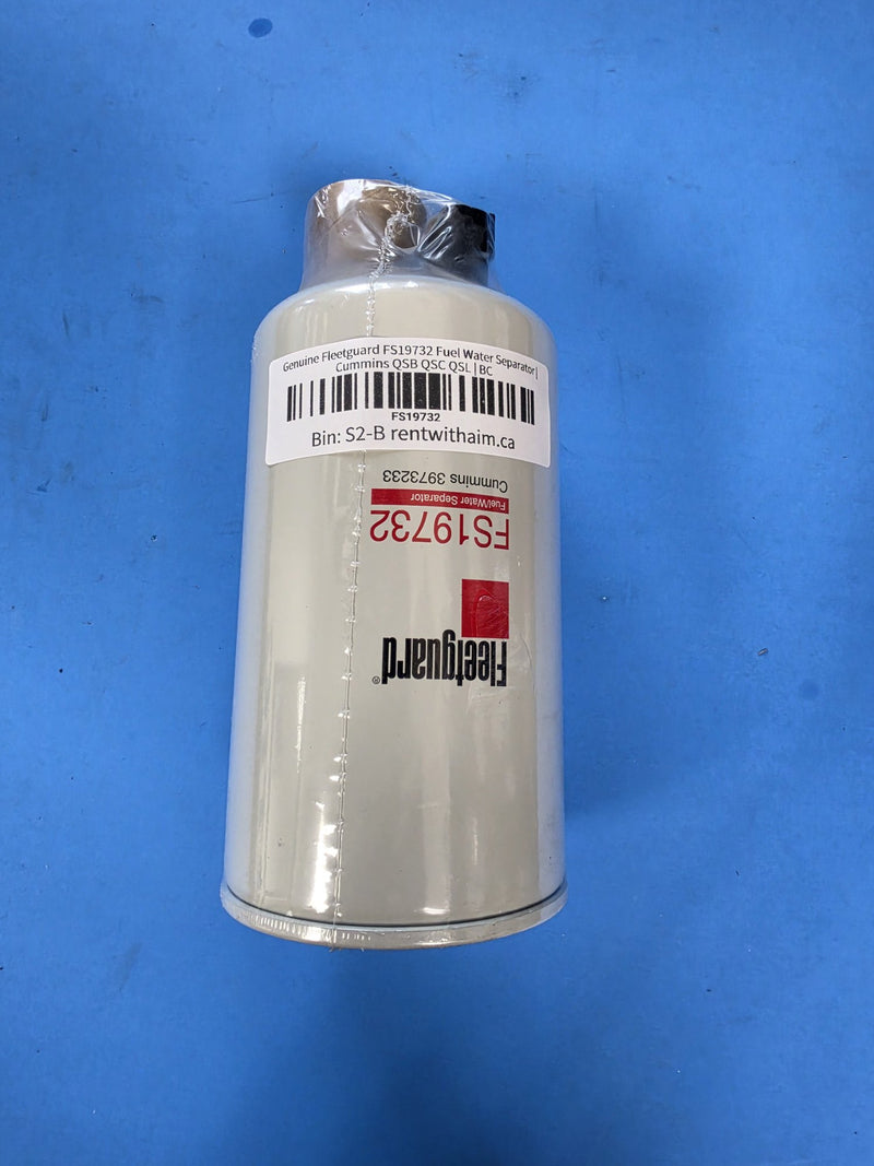 Genuine Fleetguard FS19732 fuel water separator marked Cummins 3973233, in bin S2-B