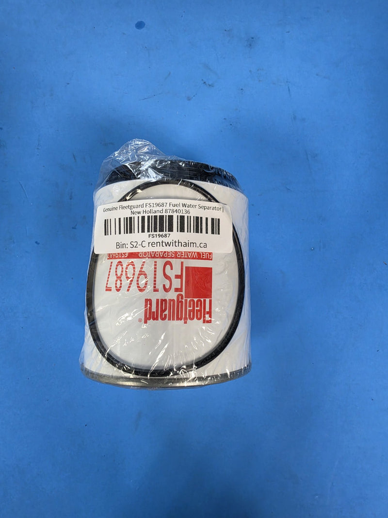 Genuine Fleetguard FS19687 fuel water separator with its seal ring, bagged, bin S2-C