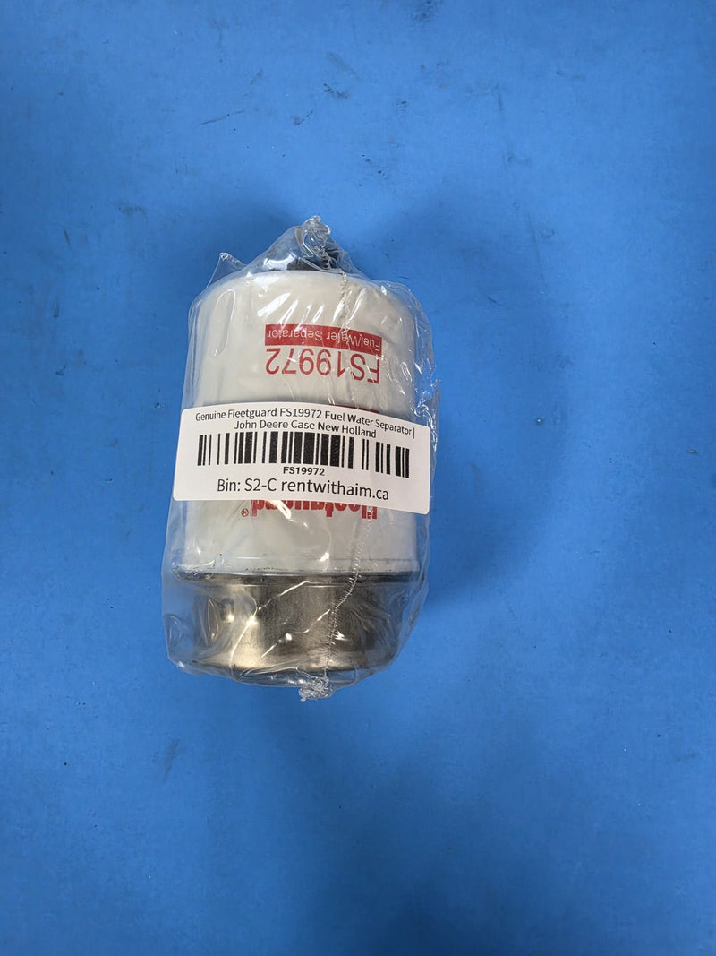 Genuine Fleetguard FS19972 fuel water separator bagged with the metal bowl visible, bin S2-C