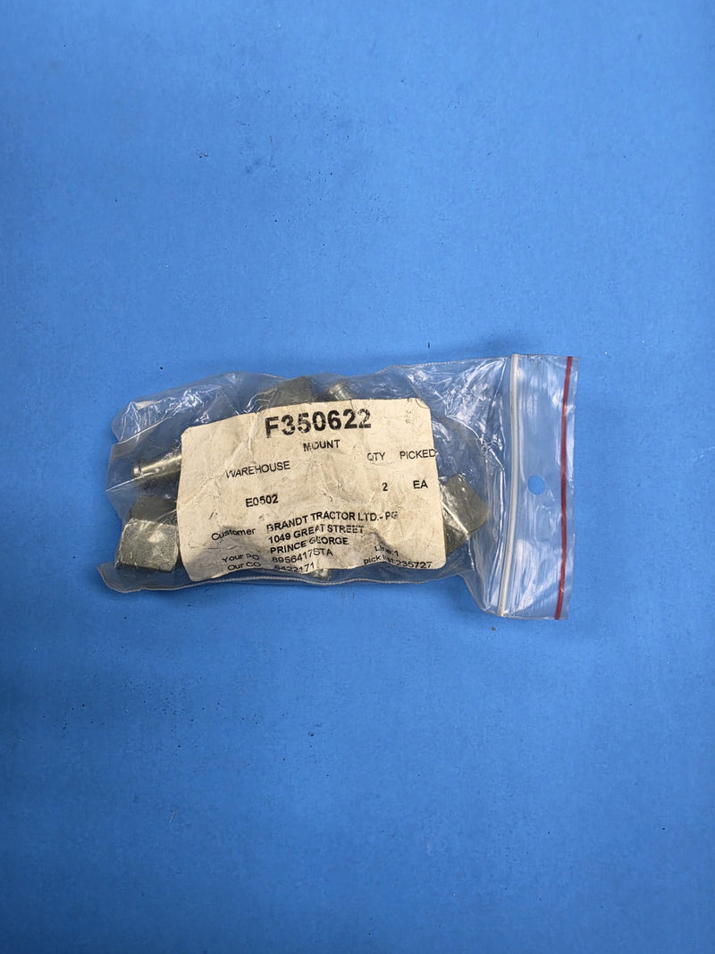 Brass fittings in a bag labelled F350622 MOUNT at AIM Rentals Prince George