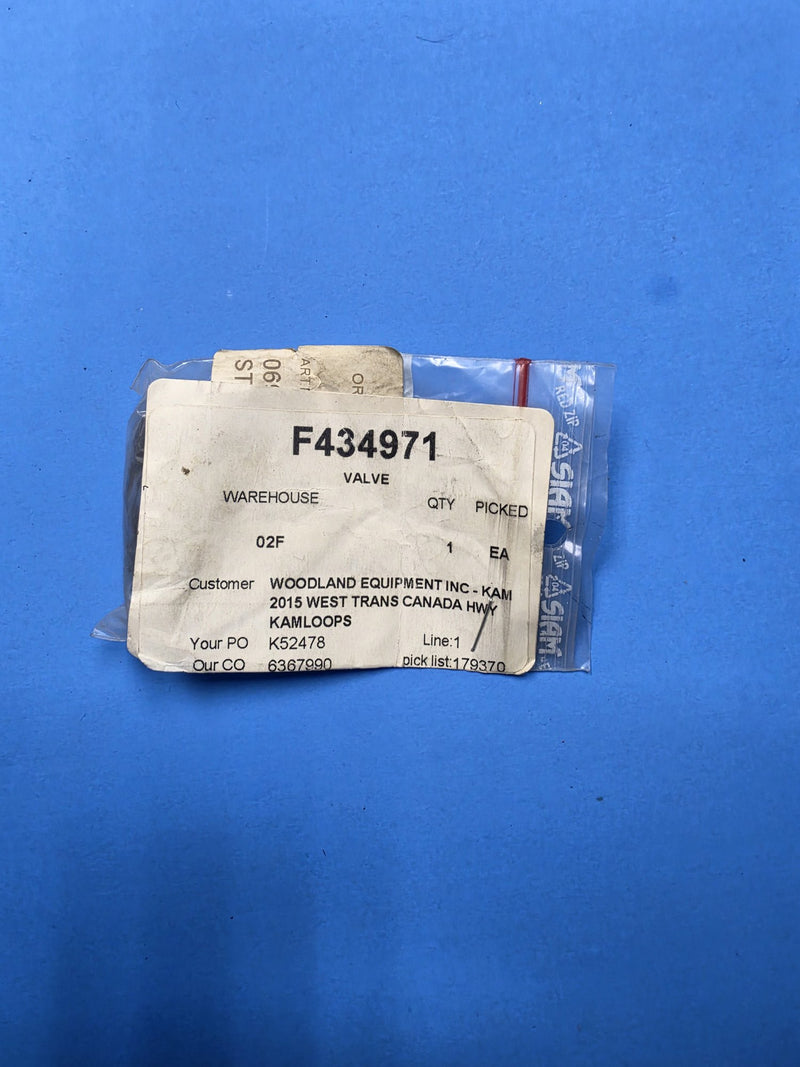 Pick ticket F434971 VALVE on a sealed bag at AIM Rentals Prince George