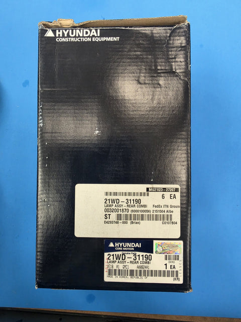 Genuine Hyundai 21WD-31190 rear combination lamp assembly box on the AIM Rentals shelf
