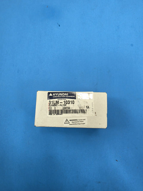 Genuine Hyundai 31LM-10310 hydraulic filter element box on the AIM Rentals shelf