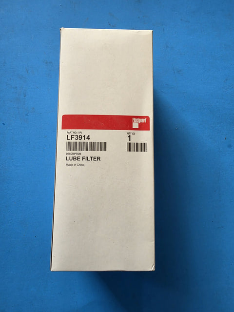Genuine Fleetguard LF3914 lube filter in a sealed carton marked made in China, quantity one, Prince George BC shelf stock