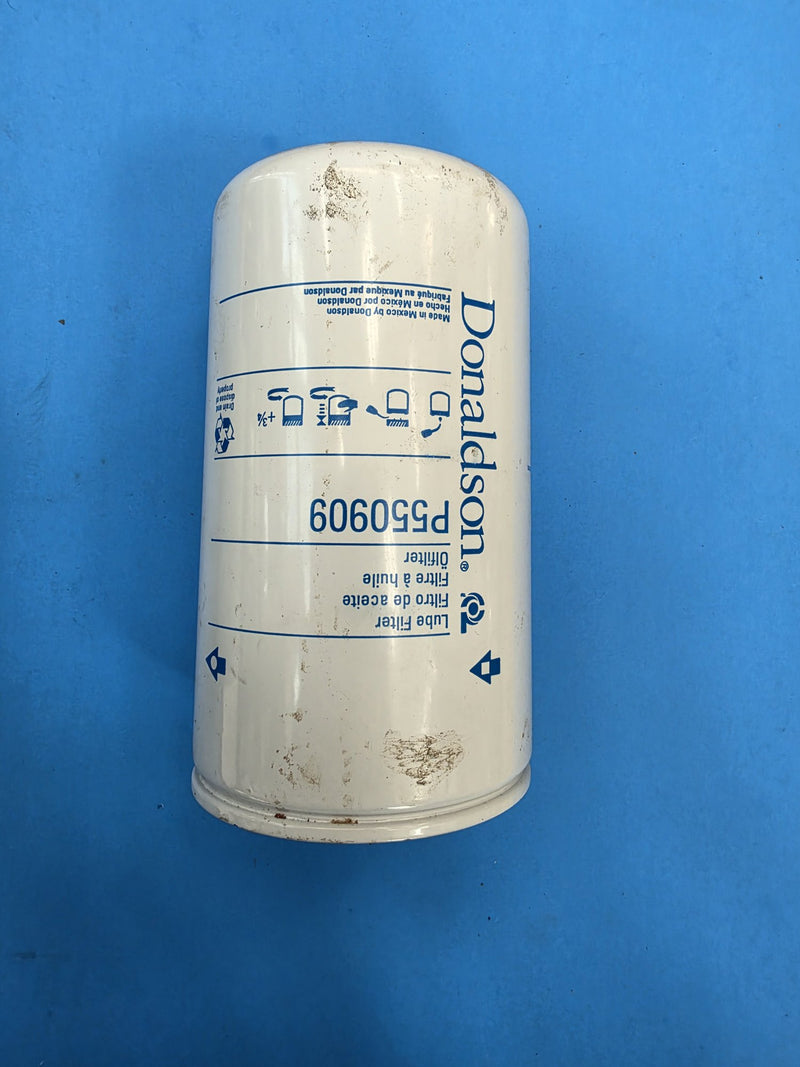 Genuine Donaldson P550909 spin-on lube filter, made in Mexico, Prince George BC shelf