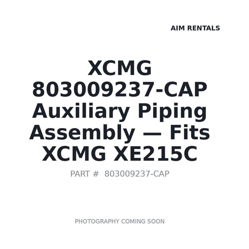 803009237-CAP XCMG Auxiliary Piping Assembly - Fits XCMG XE215C
